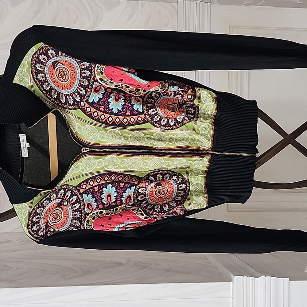 Etro Black and Multicolor cropped  Jacket - Picture 2 of 4